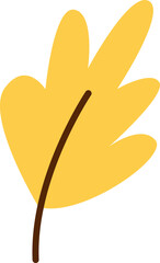 Hand drawn yellow leaf flat icon