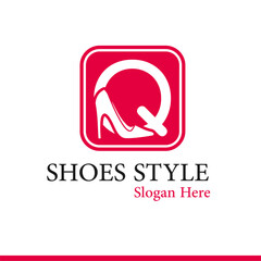 Modern Shoes Store, Shoes Fashion Company Logo Template Idea With Initial Letter Q and Female Shoes
