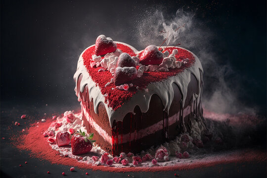 heart shaped cake AI