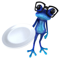 Fun blue frog - 3D Illustration