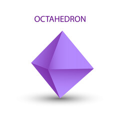 Illustration of a purple octahedron on a white background with a gradient for for game, icon, logo, mobile, ui, web. Platonic solid. Minimalist style