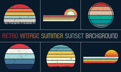 Retro vintage summer sunset background