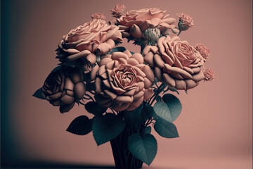 Romantic roses bouquet, AI generated
