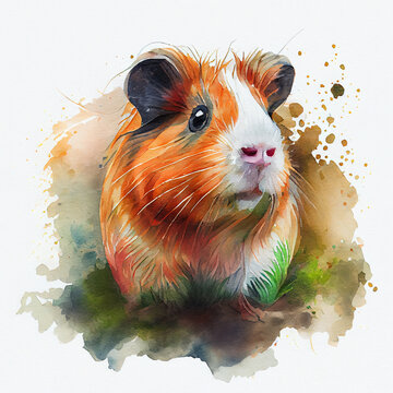 Guinea pig pet animal, ai illustration