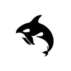 orca whale predator killer silhouette underwater wildlife animal logo design