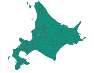 北海道　日本　地図　緑色