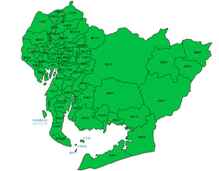 愛知県　地図　緑　イラスト