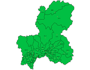 岐阜県　地図　緑　イラスト