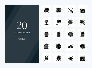 20 Tab Bar Solid Glyph icon for presentation. Vector icons illustration