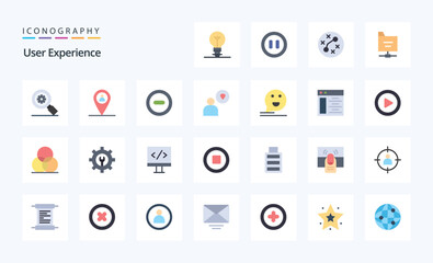 25 User Experience Flat color icon pack. Vector icons illustration