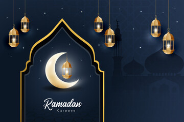 Ramadan Kareem horizontal banner illustration design