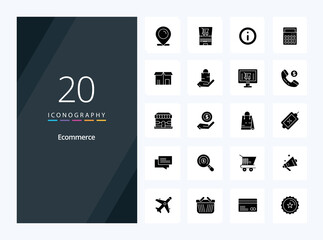 Fototapeta na wymiar 20 Ecommerce Solid Glyph icon for presentation. Vector icons illustration
