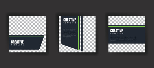 Set Of Digital business marketing banner for social media post template. Modern Black and Green Background Theme. Suitable for social media posts and web advertising