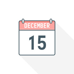 15th December calendar icon. December 15 calendar Date Month icon vector illustrator