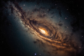 Fototapeta premium Long exposure shot of the Milky Way galaxy in the universe with stars and cosmic dust. Generative AI