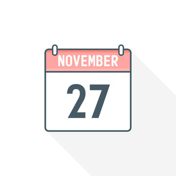 27th November calendar icon. November 27 calendar Date Month icon vector illustrator