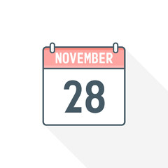 28th November calendar icon. November 28 calendar Date Month icon vector illustrator