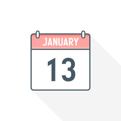 13th January calendar icon. January 13 calendar Date Month icon vector illustrator