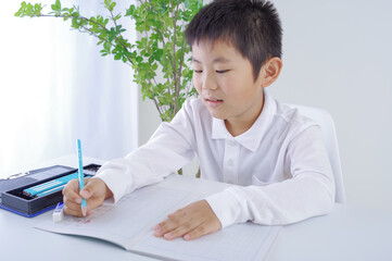 勉強を頑張る男の子
