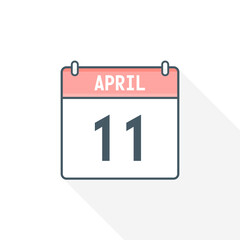 11th April calendar icon. April 11 calendar Date Month icon vector illustrator