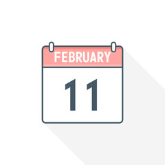 11th February calendar icon. February 11 calendar Date Month icon vector illustrator