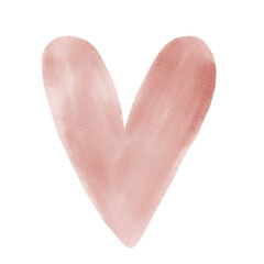 Valentine watercolor heart. Romantic Hand drawn watercolor illustration isolated on white background