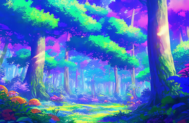 Fairytale fantasy forest, ai illustration
