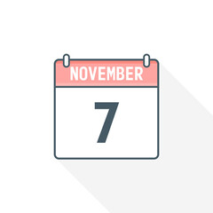 Fototapeta premium 7th November calendar icon. November 7 calendar Date Month icon vector illustrator