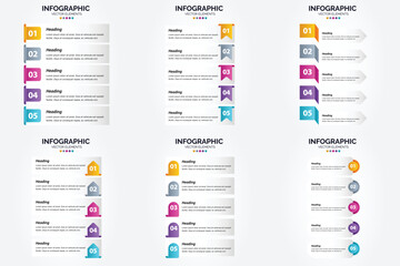 Vector illustration 5 Steps infographics. Flat design set for advertising brochure flyer and magazine. Pack of 2522