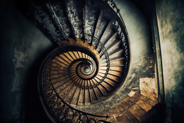 church's historic spiral staircase. Generative AI