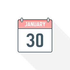 30th January calendar icon. January 30 calendar Date Month icon vector illustrator