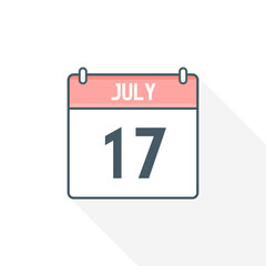 17th July calendar icon. July 17 calendar Date Month icon vector illustrator
