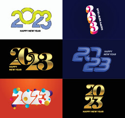 Big Set of 2023 Happy New Year logo text design. 2023 number design template. Vector New Year Illustration