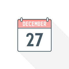 27th December calendar icon. December 27 calendar Date Month icon vector illustrator