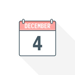 4th December calendar icon. December 4 calendar Date Month icon vector illustrator