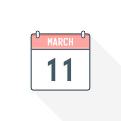 Fototapeta premium 11th March calendar icon. March 11 calendar Date Month icon vector illustrator