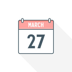27th March calendar icon. March 27 calendar Date Month icon vector illustrator
