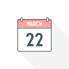 Fototapeta premium 22nd March calendar icon. March 22 calendar Date Month icon vector illustrator