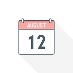 12th August calendar icon. August 12 calendar Date Month icon vector illustrator