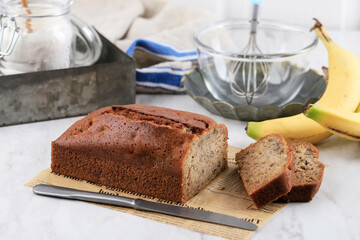 Sliced Loaf Banana Cake with Whole Wheat Flour