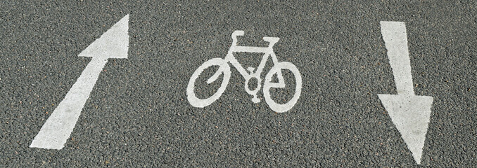 Bicycle route  markings on road 