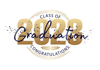 Graduation label. Vector text for graduation design, congratulation event, party, high school or college graduate. Lettering Class of 2023 for greeting, invitation card