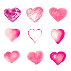 Obraz premium set of pink hearts. Illustration cute drawing heart’s. 