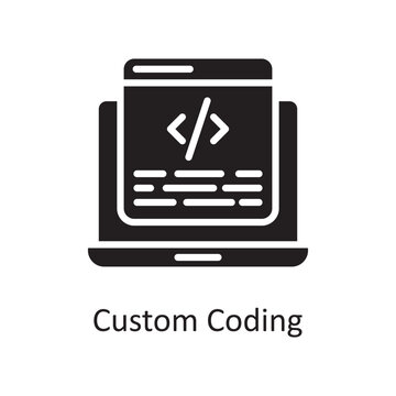Custom Coding Vector Solid Icon Design illustration. Design and Development Symbol on White background EPS 10 File