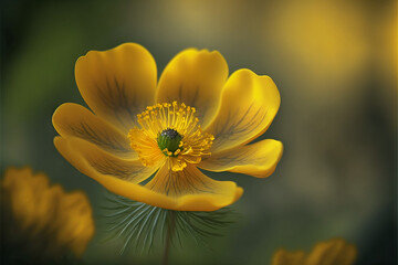 Buttercup flower, yellow colour. Plant native to Europe. Generative AI.