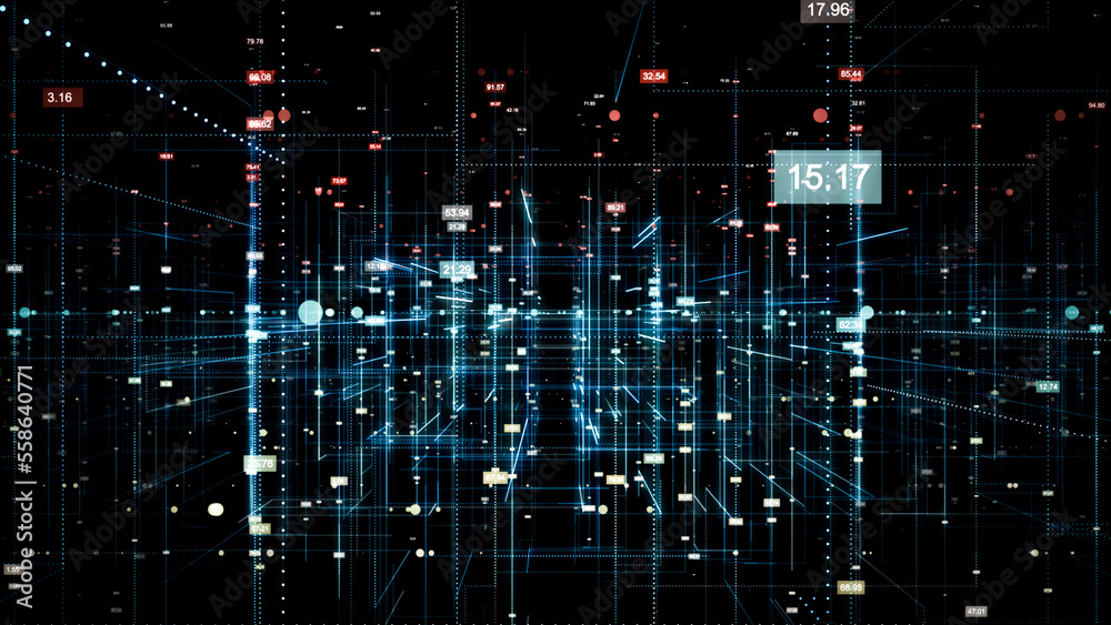Wall mural 3d digital technology network data background.