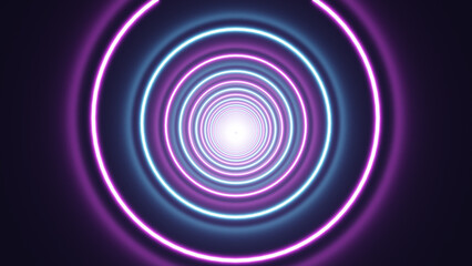 3D illustration render. Abstract tunnel neon Lights