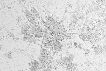 Map of the streets of Utrecht (Netherlands) on white background. 3d render, illustration