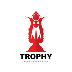 Championship Trophy Logo, Champion Award Winner Trophy Design, Vector Icon Template