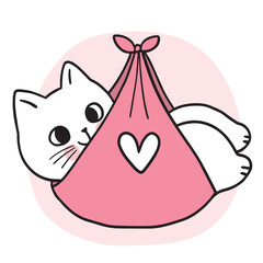 Cartoon cute character funny cat vector.